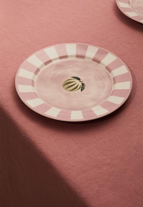 H&M - Motif-detail porcelain mid plate - pink/melon