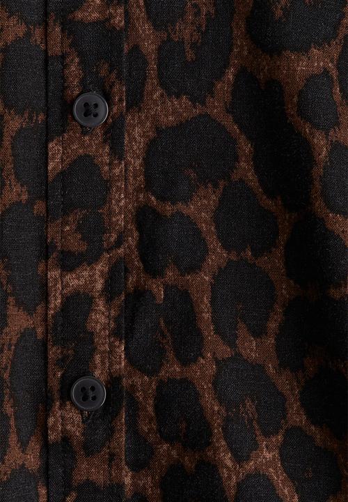 H&M - Linen-blend blouse - brown/leopard print