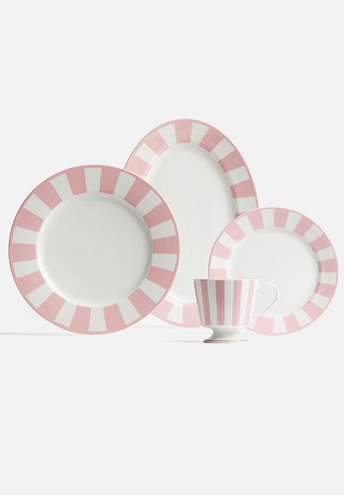 H&M - Porcelain mid plate - pink striped 