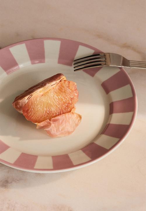 H&M - Porcelain mid plate - pink striped 