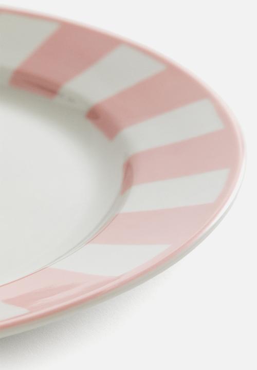 H&M - Porcelain mid plate - pink striped 