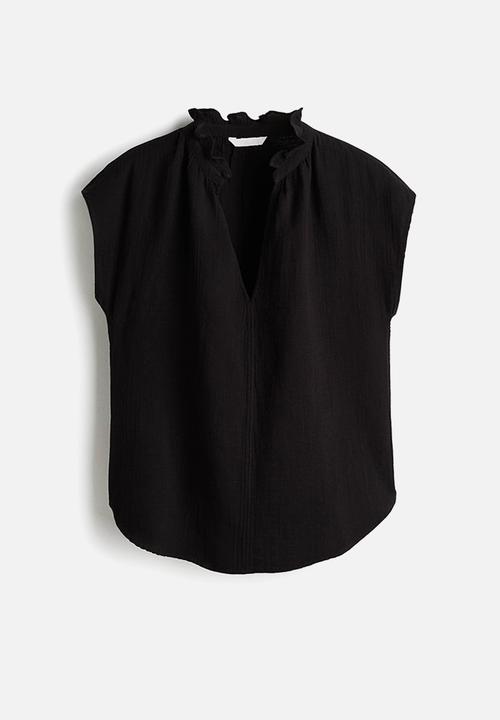 H&M - Cotton muslin blouse - black