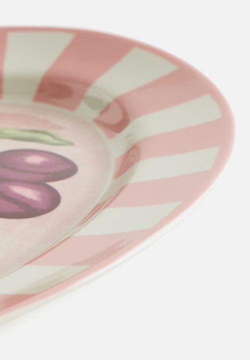 H&M - Large motif-detail serving plate -  pink/fruits