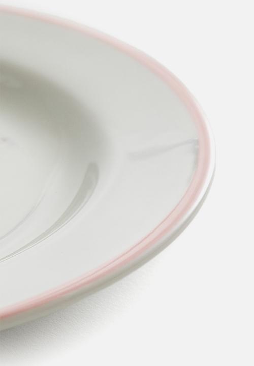 H&M - Small motif-detail porcelain plate - white/pink