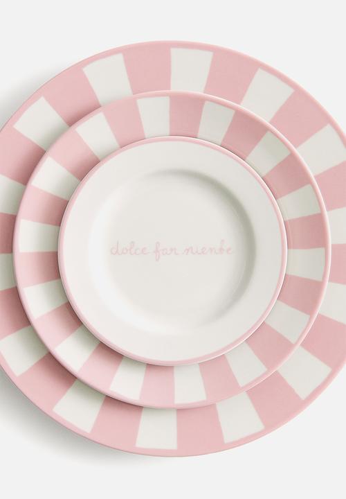 H&M - Small motif-detail porcelain plate - white/pink