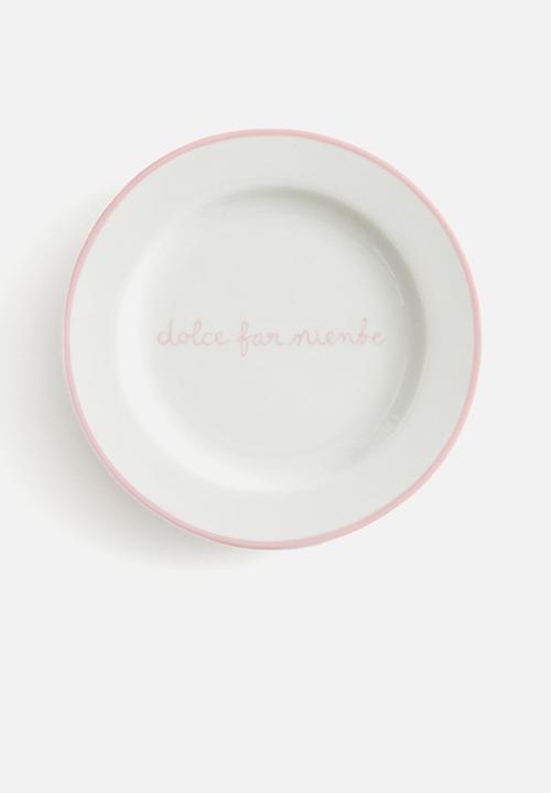 H&M - Small motif-detail porcelain plate - white/pink