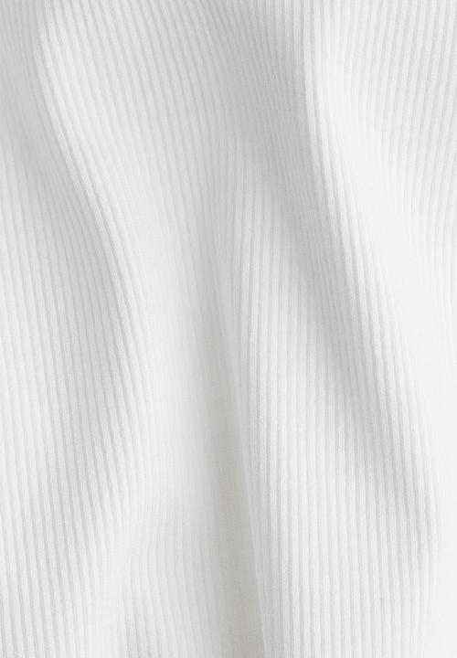 H&M - Picot-trimmed ribbed t-shirt - white