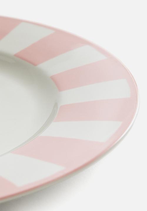 H&M - Porcelain dinner plate - pink striped 