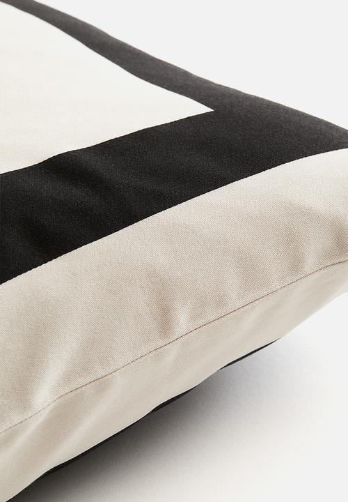 H&M - Cotton satin cushion cover - light beige/black 