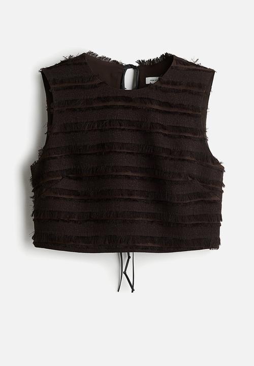 H&M - Fringe-trimmed top - dark brown