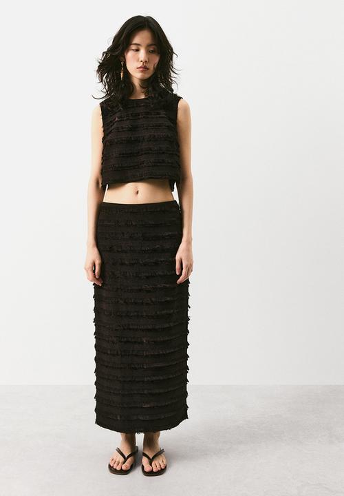 H&M - Fringe-trimmed top - dark brown