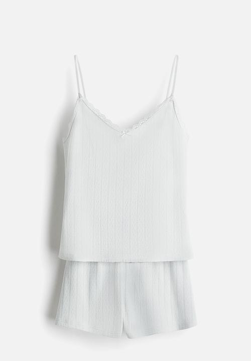 H&M - Cotton pointelle pyjamas - pale turquoise