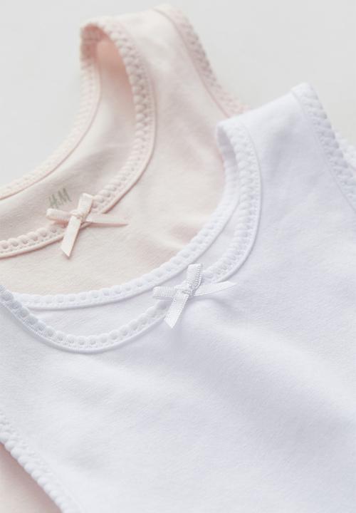 H&M - 2-Pack vest tops - pink & white