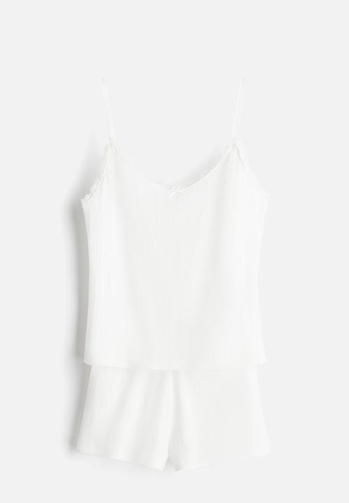 H&M - Cotton pointelle pyjamas - white