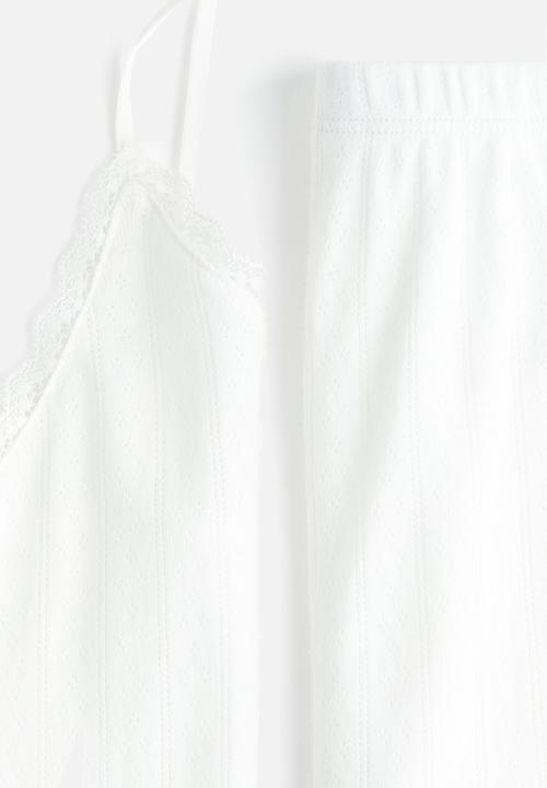 H&M - Cotton pointelle pyjamas - white