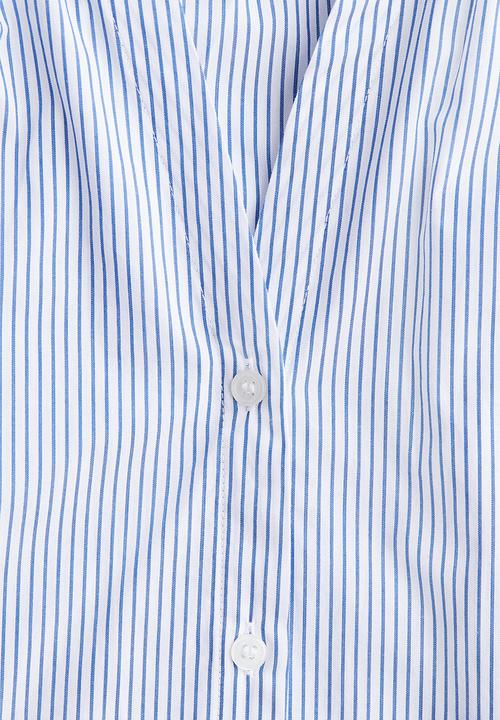 H&M - Balloon-sleeved poplin blouse - white/blue striped 