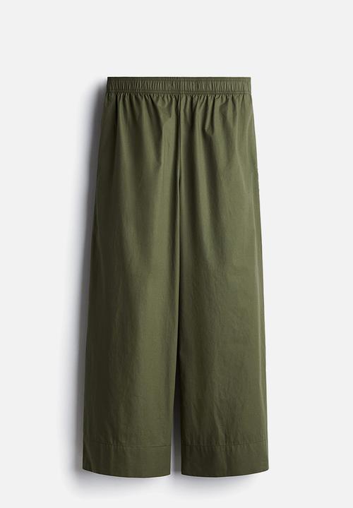 H&M - Ankle-length cotton trousers - dark khaki green