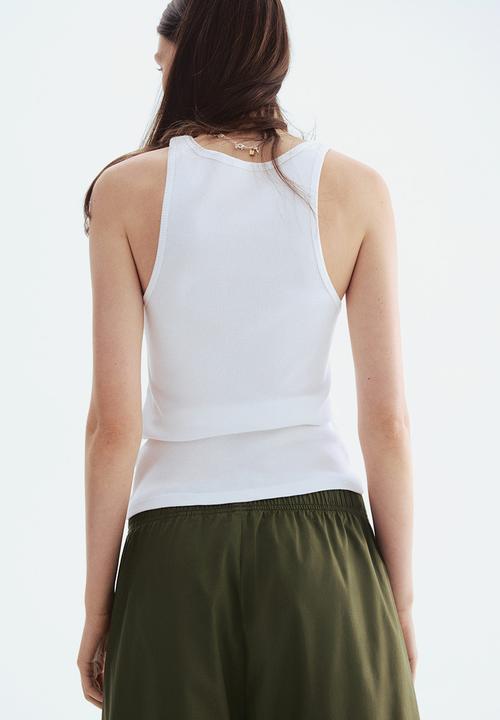 H&M - Ankle-length cotton trousers - dark khaki green