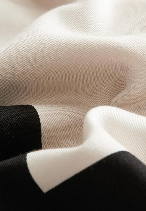 H&M - Cotton satin cushion cover - light beige/black