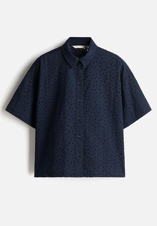 H&M - Broderie anglaise shirt - navy blue