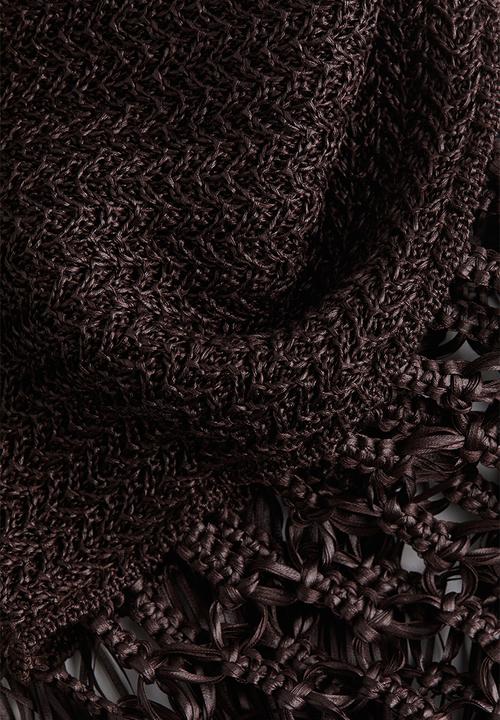H&M - Fringed crochet-look dress - dark brown