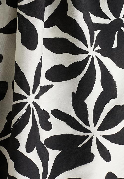 H&M - Balloon-sleeved tunic dress - white & black floral
