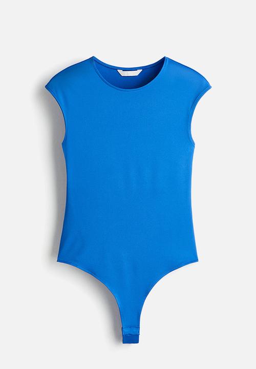 H&M - Cap-sleeved microfibre body - blue