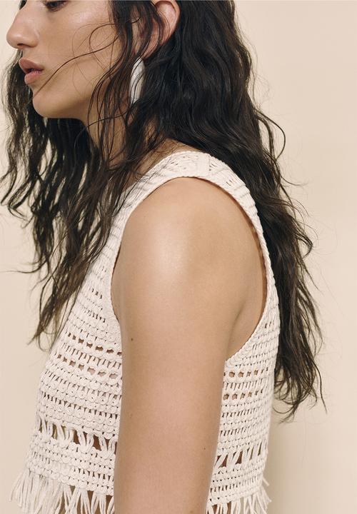 H&M - Crochet-look vest top - cream