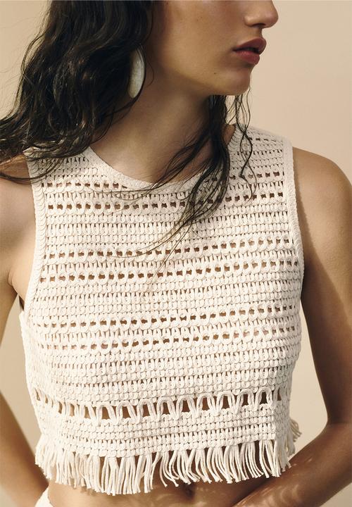 H&M - Crochet-look vest top - cream