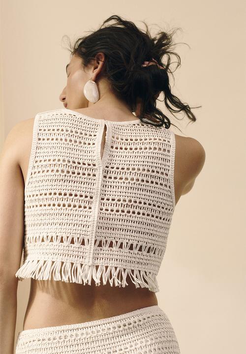 H&M - Crochet-look vest top - cream