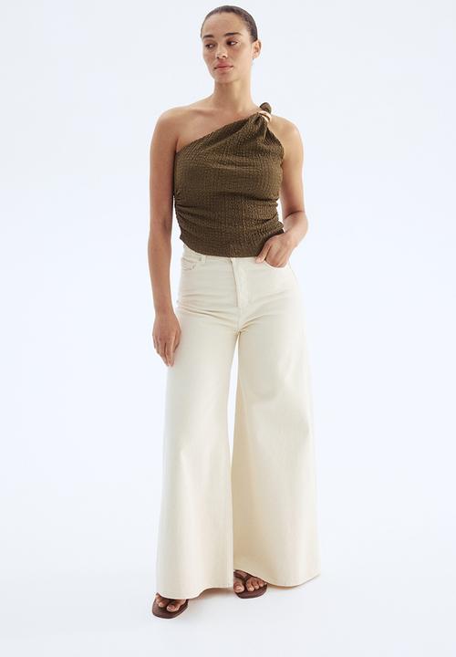 H&M - One-shoulder top - dark khaki green