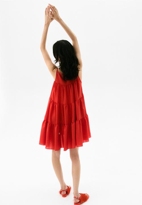 H&M - Tiered a-line dress - bright red