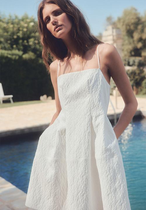 H&M - Jacquard-weave strappy dress - white