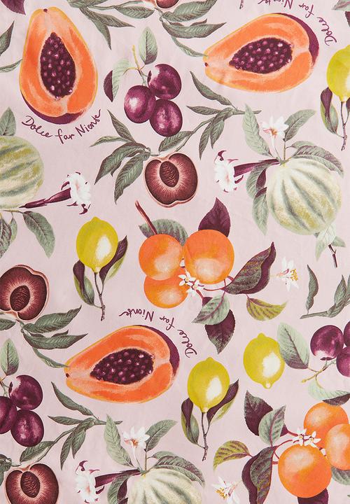 H&M - Round water-repellent tablecloth - dusty pink/fruits