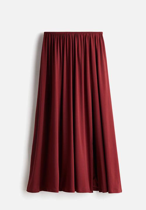 H&M - High-slit maxi skirt - burgundy 