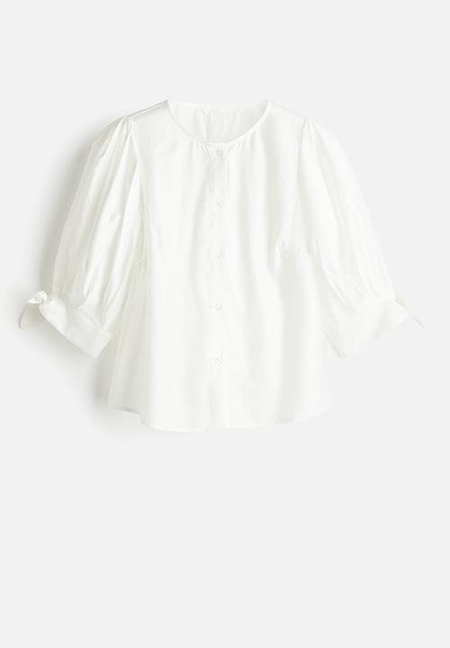H&M - Puff-sleeved blouse - white