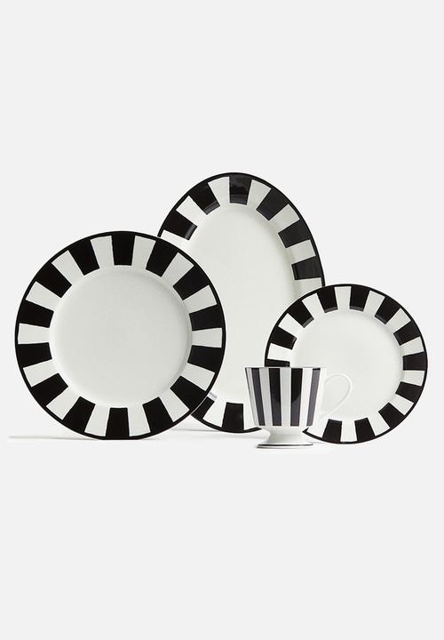 H&M - Footed porcelain mug - black/striped