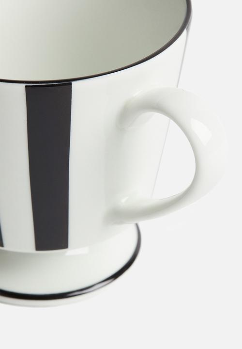 H&M - Footed porcelain mug - black/striped