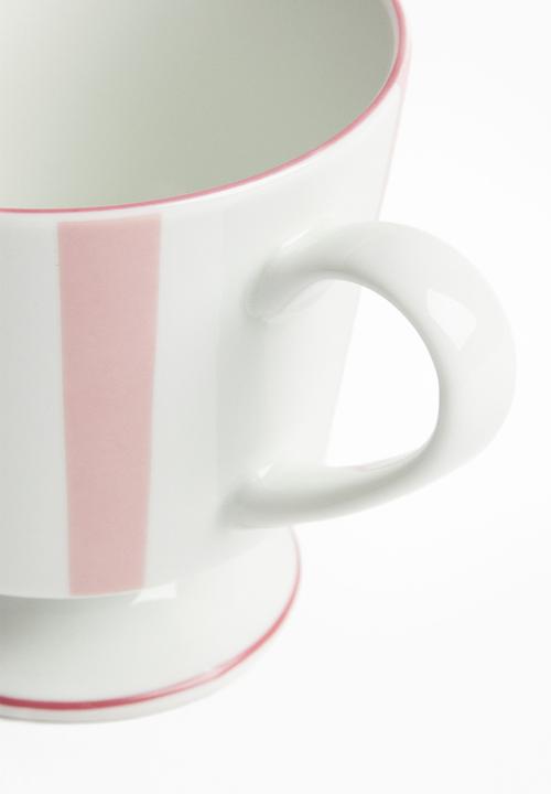 H&M - Footed porcelain mug - pink/striped