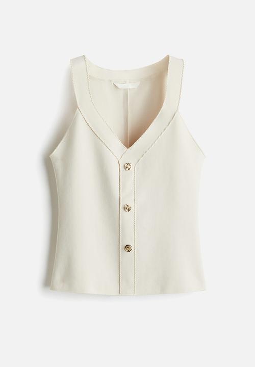 H&M - Button-detail vest top - cream