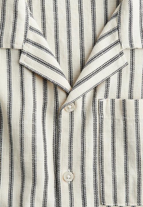 H&M - Cotton resort shirt - white & black striped 
