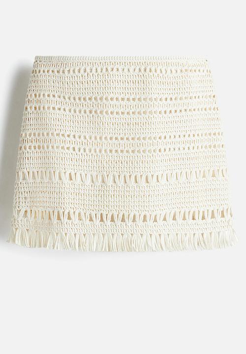 H&M - Crochet-look mini skirt - cream