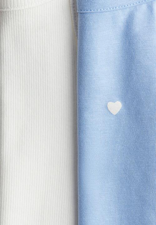 H&M - 2-Pack cotton strappy tops - light blue & white