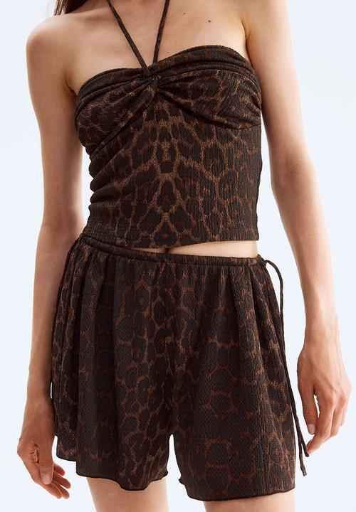 H&M - Crinkled jersey shorts - dark brown