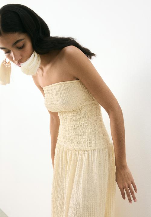 H&M - Smocked bandeau dress - cream