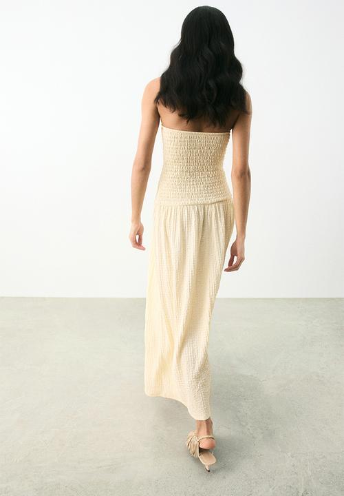 H&M - Smocked bandeau dress - cream