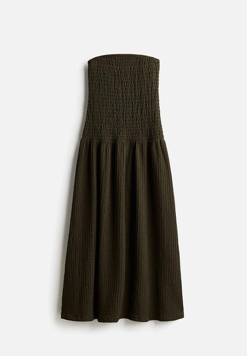 H&M - Smocked bandeau dress - dark green