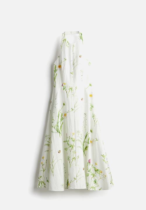 H&M - Flared halterneck dress - white floral