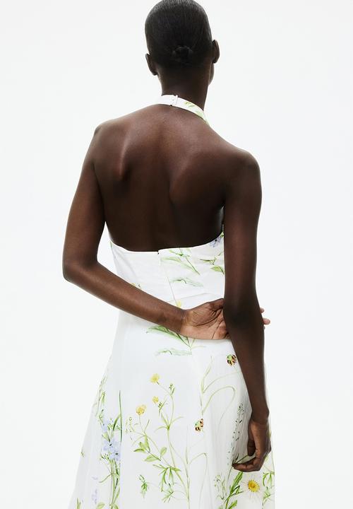 H&M - Flared halterneck dress - white floral