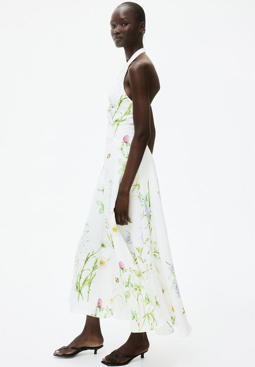 H&M - Flared halterneck dress - white floral